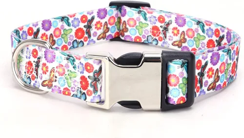 Miniatura 6 de Lindo collar para perros XS, pequeños, medianos y grandes, collar de nailon suave para mascotas, con estampado 3D multicolor, collares ajustables 5
