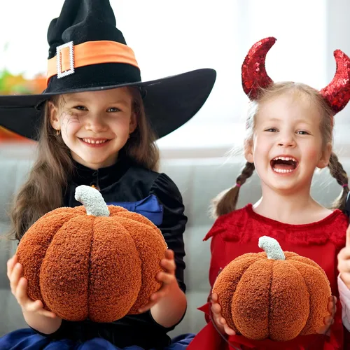 Miniatura 5 de Kajaia 4 almohadas de otoño decorativas de calabaza de Acción de Gracias, almohada de otoño de 11 pulgadas, 7 pulgadas, cojín 3D de Acción de Marrón