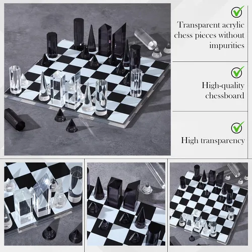 Miniatura 5 de Juego de ajedrez de acrílico VioraWhite, tablero de juego de mesa grande moderno de 11.8 x 11.8 pulgadas para adultos
