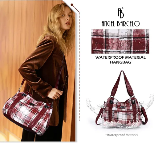 Miniatura 247 de Angel Barcelo - Bolsa de hombro amplia para mujer, diseño Hobo, cuero lavado