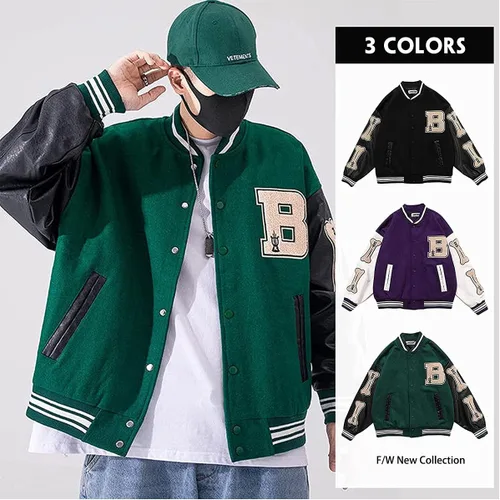 Miniatura 2 de Chaqueta universitaria universitaria para hombre, chaqueta de béisbol, sudadera vintage, casual, unisex, ropa urbana con parche