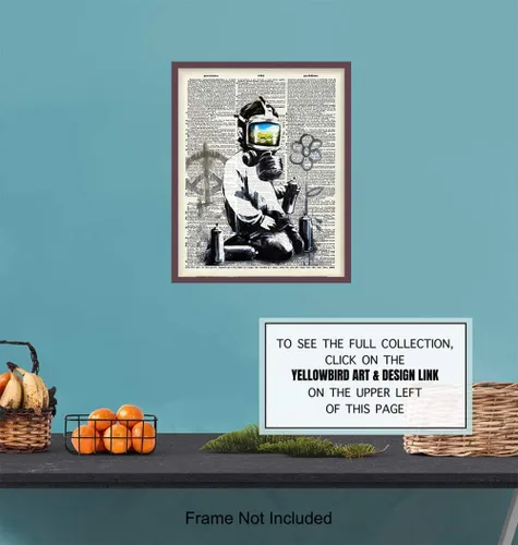 Miniatura 6 de Banksy - Mural de arte callejero con máscara de gas, arte callejero de graffiti, arte contemporáneo, decoración del hogar, impresión de pared