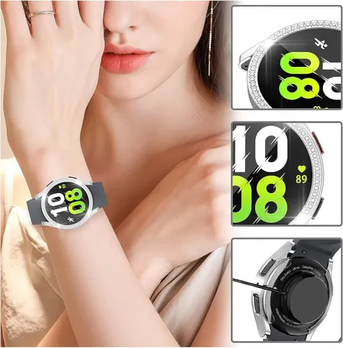 Miniatura 6 de Paquete de 3 fundas para Galaxy Watch 6 Classic de 1.850 in, funda protectora con marco brillante compatible con Samsung Galaxy Watch 6