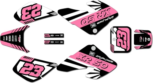 Miniatura 6 de Kit de gráficos para Honda XR50 (2000-2003) Serie FH Azul Rojo 9 Mil - Kit de calcomanías de gráficos personalizados de carreras para motos