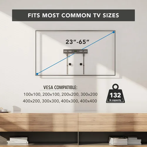 Miniatura 4 de Mount-It! Soporte de pared para TV sin pernos para televisores de pantalla plana de 23 a 65 pulgadas, soporte de TV sin taladros para paneles