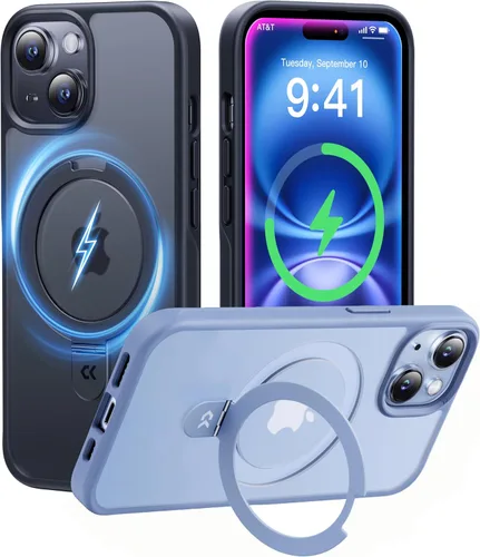 CASEKOO- Funda para iPhone 15 c/soporte magnético invisible [protecc. militar contra caídas] [compatible c/MagSafe], a prueba de impactos, delgada,