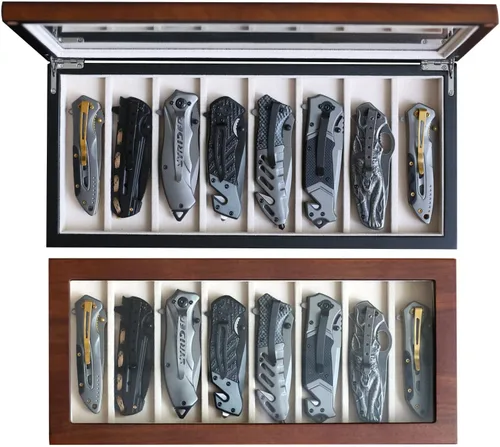 Estuche de exhibición de cuchillos para 8 cuchillos de bolsillo, caja de almacenamiento para hombres, cajas de cuchillos de regalo para colecciones,