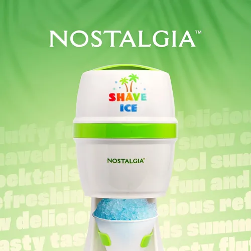 Miniatura 7 de Nostalgia Máquina de Granizados de Cono de Nieve Raspado Retro de Mesa - Incluye 1 Taza de Plástico Reutilizable y Moldes de Hielo, Blanco, Verde