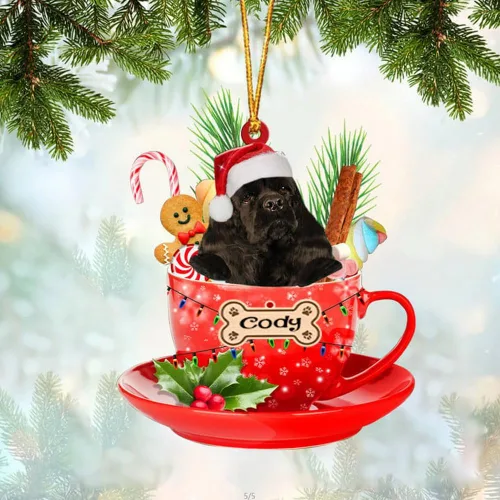 Miniatura 33 de NAZENTI Adorno personalizado de Alaskan Malamute en taza roja, adorno de Navidad personalizado para perros amantes de las mascotas, colgante