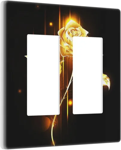 Miniatura 622 de Cubiertas de placa de pared de 3 gang con interruptor de luz de triple palanca, en negro y dorado con esplendor de oro rosa, estampado floral