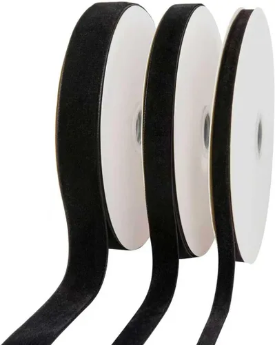 Miniatura 4 de Bobina de cinta de terciopelo negro de 20 yardas, 1 pulgada