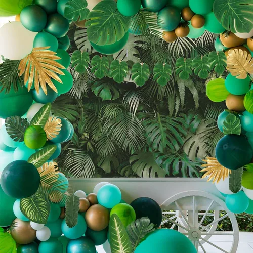 Miniatura 2 de Fondos de fotografía con temática de hojas verdes tropicales, decoración de boda, novia, ducha, fiesta, baby shower, cartel de fondo para fotos