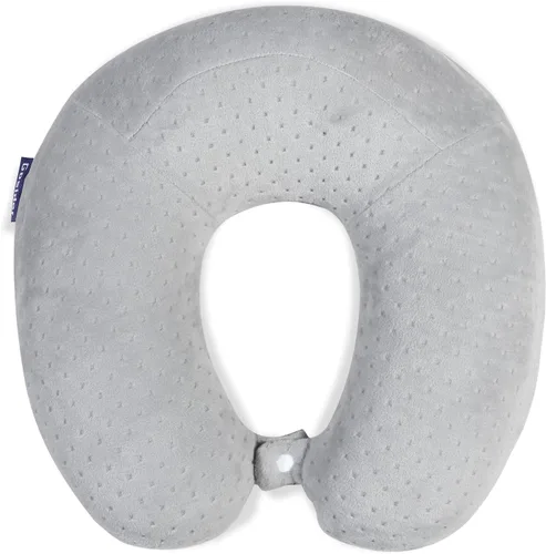 Almohada de viaje para dormir, almohada de viaje de espuma viscoelástica gris en forma de U, almohada de avión para cabeza y cuello, almohada de