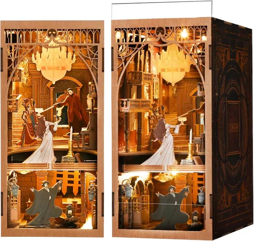 Miniatura 19 de CCCDF Kit de rincón de libros, rompecabezas de madera 3D para adultos, adolescentes, kit de bricolaje en miniatura para casa de muñecas, soporte