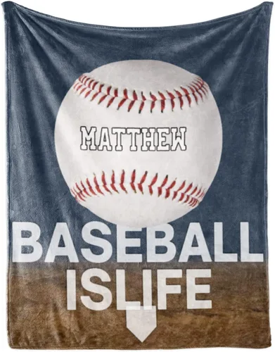 Manta suave personalizada para bebés: manta de diseño de béisbol personalizada para niños con nombre y número, regalos de ropa de cama para bebés y
