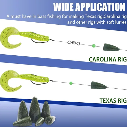 Miniatura 6 de Pesas de pesca, pesos de pesca con bala, plomos de gusano, plomos pintados para pesca de lubina, aparejos de Texas, aparejos de Carolina para agua