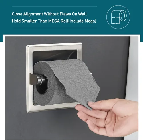 Miniatura 4 de POKIM Soporte de papel higiénico empotrado, soporte de rollo de papel higiénico de pared de acero inoxidable para diseño de inserto de baño
