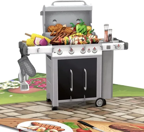Liif BBQ Grill - Tarjeta de felicitación 3D para el día del padre, tarjeta de cumpleaños para papá, hombres, marido, hermano, jefe, amistad, con