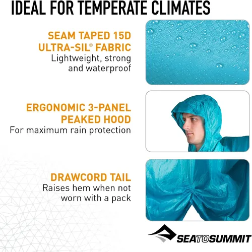 Miniatura 6 de Sea to Summit Ultra-Sil Nano Canvas Poncho 4 en 1 impermeable, cubierta del paquete, hoja de tierra y refugio Lima