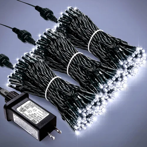 Miniatura 21 de JMEXSUSS Guirnalda de luces de Navidad de 200 LED azules y blancas, 66 pies, de exterior, expansible, para árbol, fiesta o decoración de hogar