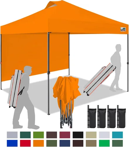 Miniatura 122 de Eurmax Tienda de campaña desplegable de 8 x 8 de Estados Unidos, con bolsa rodante patentada sin puntas, 4 paredes extraíbles con cremallera, toldo