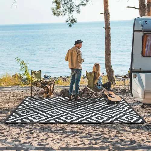 Miniatura 2 de GENIMO - Tapete de exterior para patio, 6 x 9 pies, impermeable, reversible, de plástico, para campamento, caravana, terraza, porche, cámper