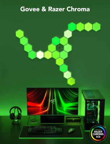 Miniatura 4 de Paneles de luz Govee Glide Hexa, luces de pared LED hexagonales RGBIC, luces de pared creativas Wi-Fi para el hogar inteligente con sincronización