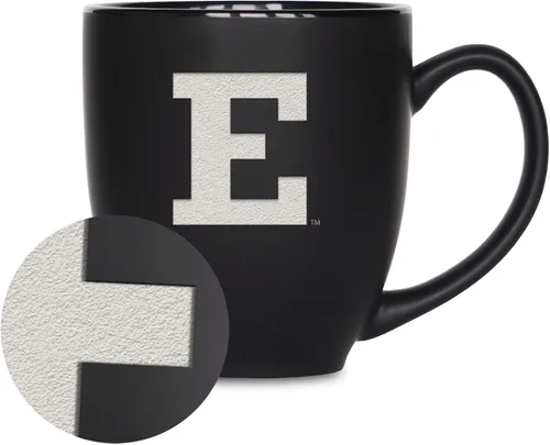 Miniatura 363 de Rico Industries - Taza de cerámica mate negra con grabado láser estándar de 15oz para NCAA (escuelas T & U) - Para bebidas calientes o frías
