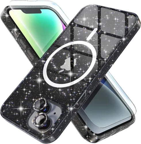 Miniatura 17 de Choiche Funda magnética para iPhone 15 Pro Max, funda transparente con purpurina brillante para mujer