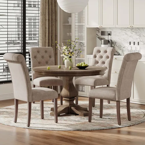 Miniatura 15 de MALOL Parsons - Juego de 4 sillas de comedor tapizadas copetudas, sillas de cocina con asiento acolchado y patas de madera maciza, sillas laterales
