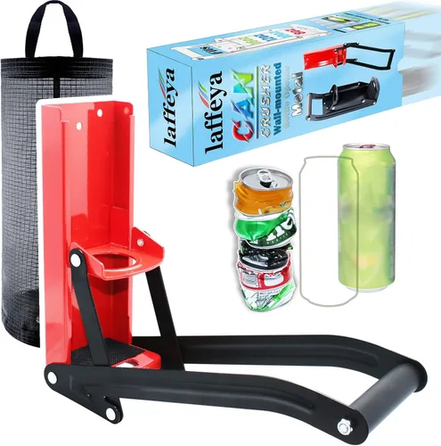 Miniatura 12 de laffeya Trituradora de latas, trituradora de latas montada en la pared, trituradora de latas de 16 onzas para triturar latas de soda y cerveza, Negro