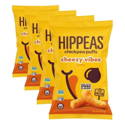 Miniatura 17 de Hippeas - Bocadillos de garbanzos inflados, cheddar blanco vegano, 4 onzas (paquete de 1), 4g de proteína, 3g de fibra, vegano, sin gluten