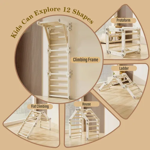 Miniatura 2 de Juguetes de escalada para niños, juego de triángulos Pikler, gimnasio Montessori de plástico para interiores, gimnasio de escalada plegable