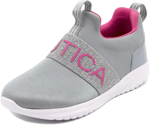 Nautica Tenis deportivos sin cordones para niñas jóvenes, elegantes zapatos para correr y tenis para niños pequeños y grandes