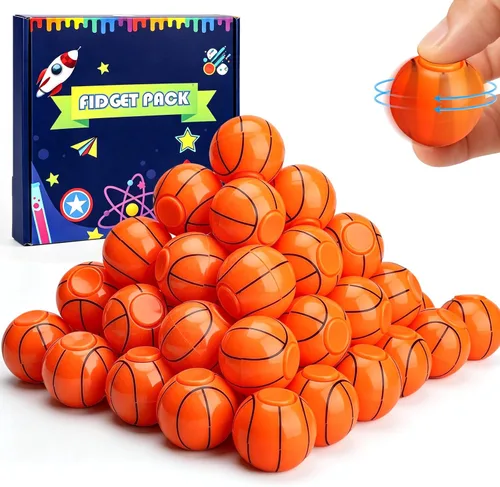 Miniatura 10 de Mini Baloncesto Fidget Spinner para niños y adultos, bola pequeña mano dedo Spinner recuerdos de fiesta bolsa de regalos deportiva caja del tesoro