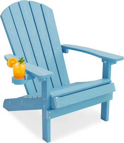 Miniatura 44 de YEFU Silla Adirondack de plástico resistente a la intemperie, sillas de patio con instalación fácil en 5 pasos, se ve exactamente como madera real