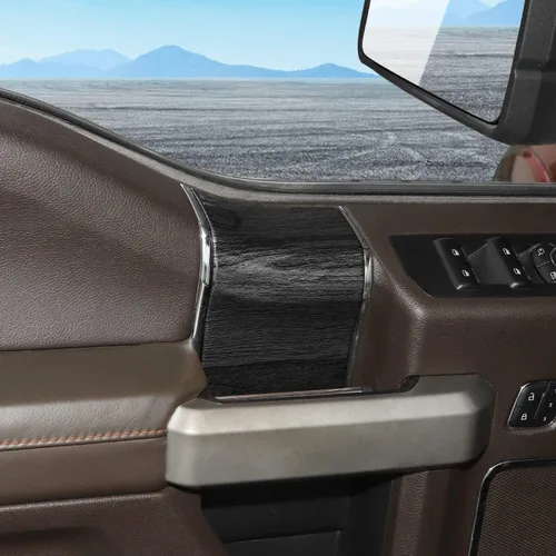 Miniatura 7 de Hoolcar Cubierta de ABS para manija de puerta interior, accesorios para Ford F150 2015-2020, grano de madera negro
