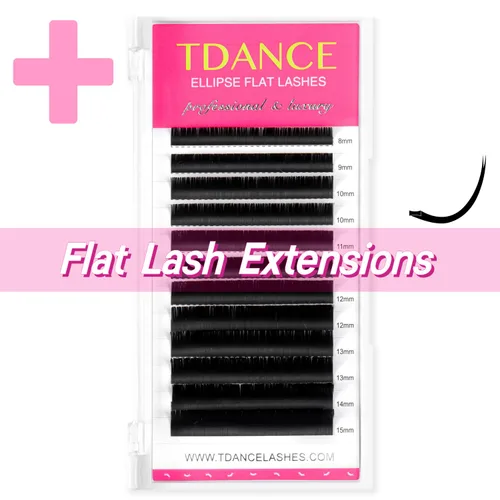TDANCE Extensiones de pestañas prémium Rizo CC de 0.001 in, mezcla de 0.551-0.748 in + pestañas planas elipse 0.15 rizo CC 0.315-0.591 in