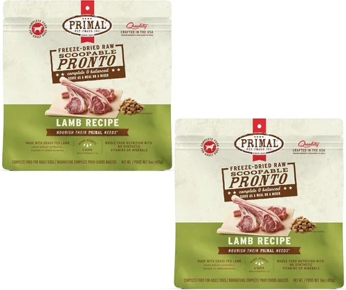 Primal - Alimento liofilizado para perros, Pronto Mini Nuggets, cordero; tomar y servir, comida completa y equilibrada; también se puede utilizar