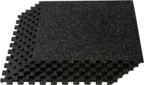Velotas 3/8-Inch Thick Interlocking Foam Tiles with Rubber Top - Personal Fitness Mat, EVA Foam Puzzle Floor Tiles, for Home Gym Workouts Mancha