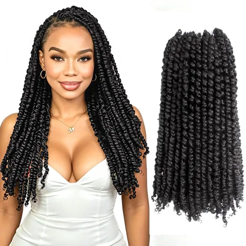 Miniatura 52 de Pelo Passion Twist de 8 pulgadas, trenzas de ganchillo pretrenzadas, paquetes de 8 paquetes (1B/negro natural)