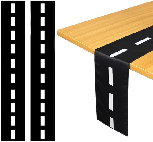 Miniatura 7 de Breling Paquete de 2 manteles de mesa a cuadros en blanco y negro con bandera de carreras de poliéster, para fiesta de té, suministros de picnic