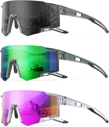 Miniatura 19 de KALIYADI Gafas de sol deportivas para hombre, polarizadas, gafas de sol para mujer, gafas de sol para correr con UV400 para pesca y ciclismo