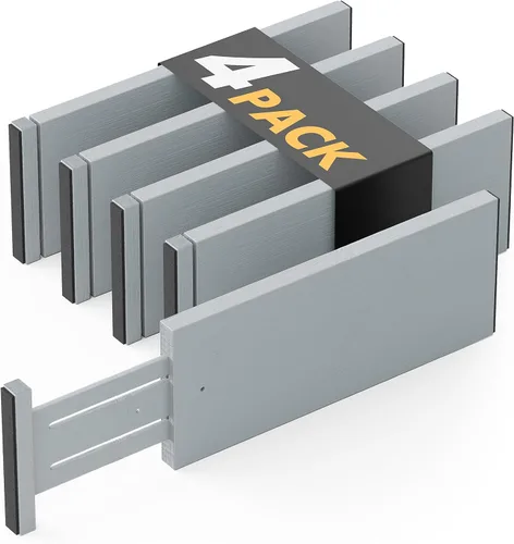 Miniatura 15 de SpaceAid Paquete de 4 separadores de cajones de bambú, 4.65 pulgadas de alto ajustable de 12.5 a 17 pulgadas, organización expandible para ropa