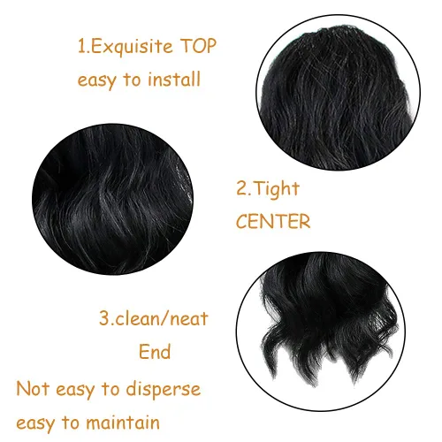 Miniatura 3 de KETHBE Extensión de pelo para cola de caballo de 24 pulgadas con onda corporal, sintética, resistente al calor, con cordón envolvente, rizada
