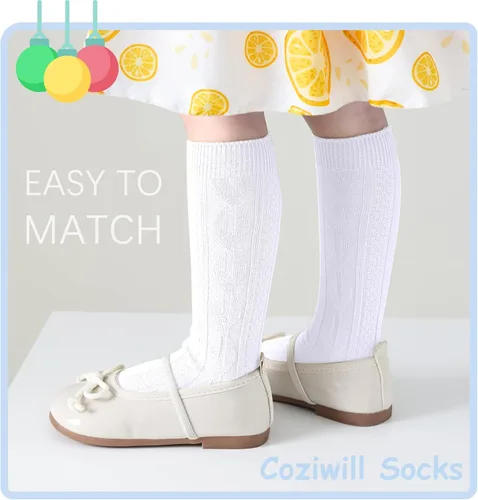 Miniatura 3 de Calcetines hasta la rodilla para bebé recién nacido, calcetines de tubo para niños, calcetines de punto trenzado, medias altas hasta la rodilla
