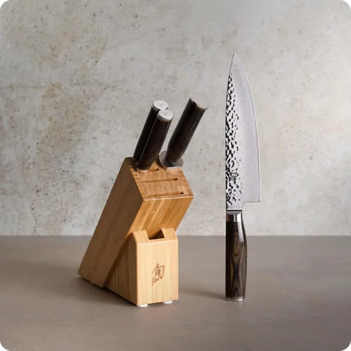 Miniatura 2 de Shun Premier - Juego de 5 bloques de iniciación de 5 piezas, incluye chef de 8 pulgadas, pelado de 4 pulgadas, cuchillos utilitarios de 6.5 Marrón