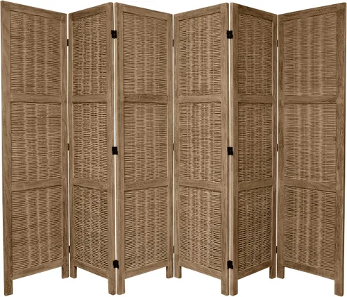 Miniatura 6 de Oriental Furniture - Divisor de habitación tejido de bambú de 5 1/2 pies de alto, color marrón quemado, 3 paneles