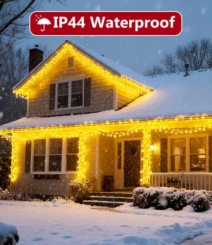 Miniatura 5 de Tira de luces de Navidad de 1000 LED de color blanco cálido de 49 pies para exteriores, con 8 modos, impermeable IP44, enchufable, para árbol