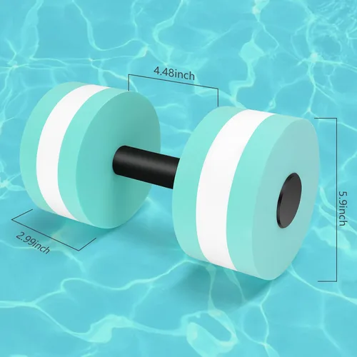 Miniatura 4 de Mancuernas acuáticas, 2 mancuernas de espuma para ejercicio aeróbico de agua, resistencia a la piscina, mancuernas desmontables para agua, fitness